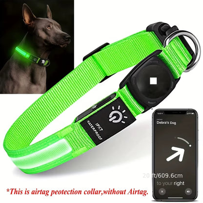 For Apple Airtag Dog Collar GPS Finder Waterproof Led Collar Light USB Chargeable Swimming Night for Apple Air Tag Tracker Case